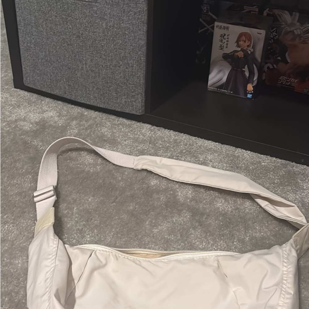 Cream nylon sling cross body  Bag